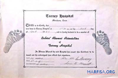 Downloadable Massachusetts Carney hospital birth certificate sample